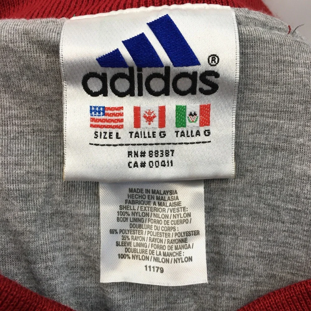 VINTAGE Adidas Pullover Track Jacket Red‎ Black Logo Mens Size L Streetwear